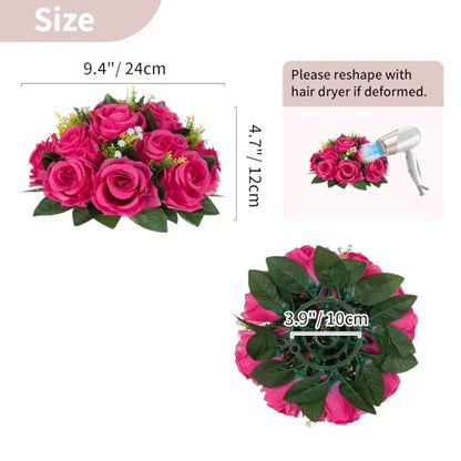 NUPTIO Flower Ball for Table Centerpieces: Hot Pink Artificial Rose - color: Hot Pink, size: 2 Pcs