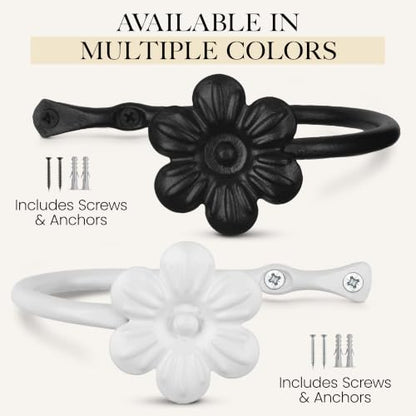 RTZEN Metal Curtain Tiebacks, Drapery Holders for Wall, 2 Pcs - size: Medium, style: Flower