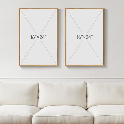 Framed Boho Neutral Botanical Canvas Wall Art for Living Room, 16x24 Inch - color: Green Yellow, size: 16" W x 24" H x 2Pcs