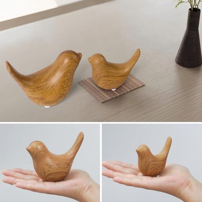 Notakia Wood Look Ceramic Bird Figurines Set of 2 Small Bird Statues - color: 2pcs Wood-look