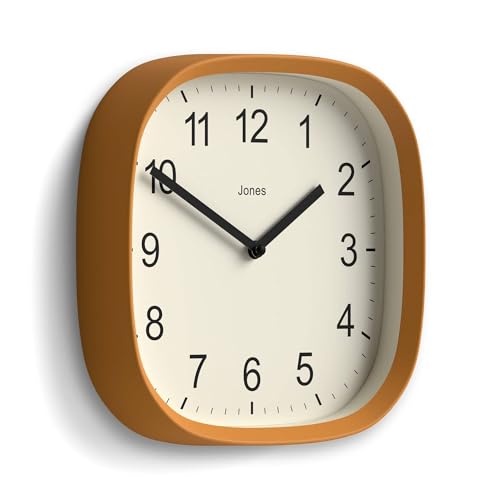 JONES CLOCKS® Sprite wall Clock | Modern Square Clock | 10" | Yellow - color: Mustard Yellow