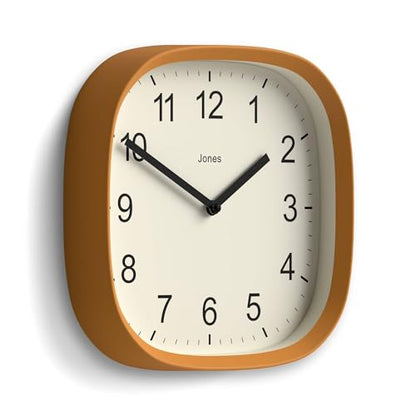 JONES CLOCKS® Sprite wall Clock | Modern Square Clock | 10" | Yellow - color: Mustard Yellow
