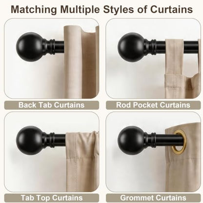 Modern Black Curtain Rods 2 pack for Windows 28 to 48 Inches - color: black, size: 16"-60"|2 Pack