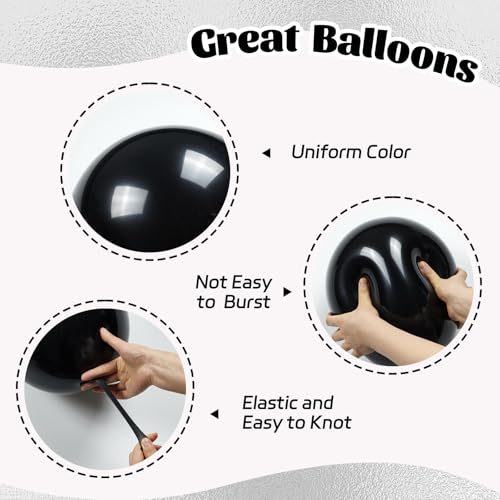 60pcs Black and Silver Balloons 12inch with Silver Confetti Balloons - color: Black White Silver