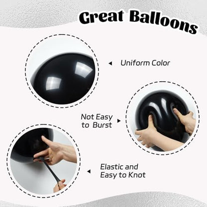 60pcs Black and Silver Balloons 12inch with Silver Confetti Balloons - color: Black White Silver