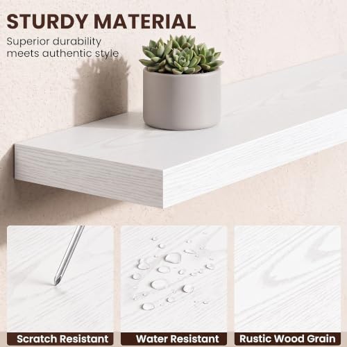 Dreamland 16" White Floating Shelves 6.7" Deep Wall Mounted Set of 2 - color: White, size: 6.7"D x 16"L