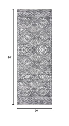KILOCOCO Washable Runner Rug 3x8 ft Non-Slip Hallway Runners, Grey - color: Grey, size: 3' x 8' (Runner)