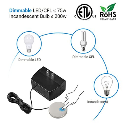 DEWENWILS Touch Dimmer Switch, Touch Pad Control, 3 Levels of Dimming Black - color: Black, size: 1 Pack