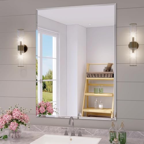 KOHROS 24X36 Inch Frameless Bathroom Mirror Rectangle Mirror for Wall - color: Rectangular, size: 36"L x 24"W