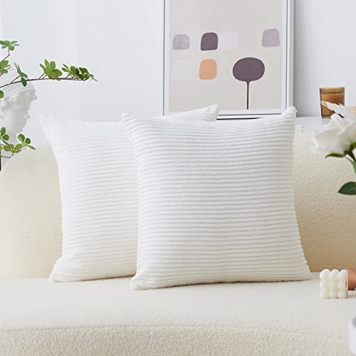 Home Brilliant White 16x16 Throw Pillow Covers Set of 2 Accent Decorative Pillow Covers Nursing Pillow Cover Pillow Cases for Couch Patio Sofa, 40x40 cm, 16 x 16 Inch, Creamy White - color: Creamy White, size: 16" x 16" (Pack of 2)
