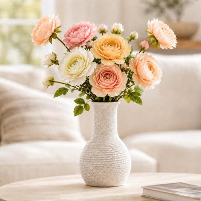Nawaza Ceramic Flower Vase White Small Farmhouse Table Decor Vase V15 - color: Modern White-v15