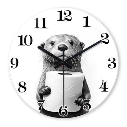 XNM Funny Bathroom Wall Clocks Battery Operated 12 Inch - color: Black4, size: 12 Inch