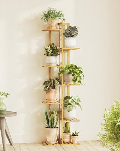 Bamworld Bamboo Plant Stand Indoor 7 Tiered Plant Shelf, Natural 55 Inch - color: Natural 7Tiered