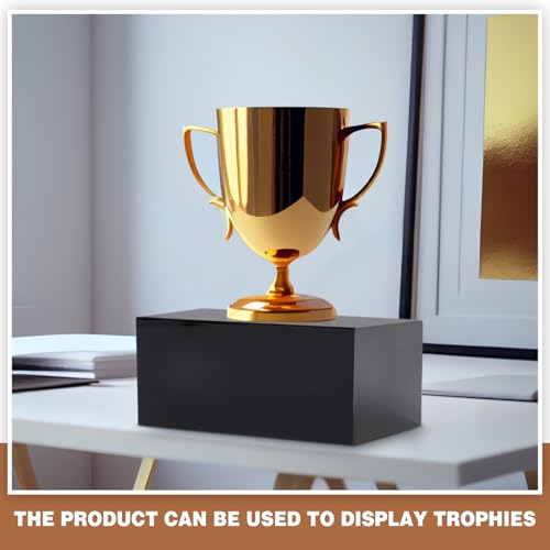 Chunful Black Acrylic Display Box Riser, 12"L X 7.75"W X 6"H Pedestal Stand - size: 12" L X 7.75" W X 6" H