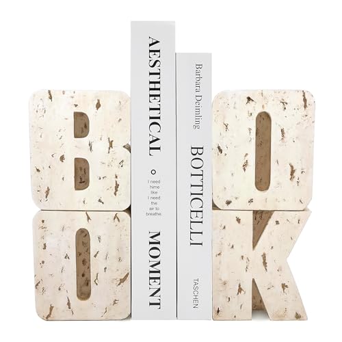 Bookends Book Ends Decorative, Book Design, Modern Bookends for Shelves, Non-Skid Heavy Duty Resin Book Stopper for Books, Resin, 1Pair