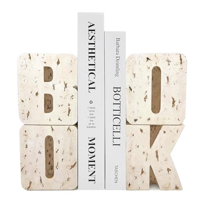 Bookends Book Ends Decorative, Book Design, Modern Bookends for Shelves, Non-Skid Heavy Duty Resin Book Stopper for Books, Resin, 1Pair