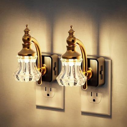 JandCase Night Light, Night Lights Plug into Wall, Glass Flower Nightlight - color: Flower