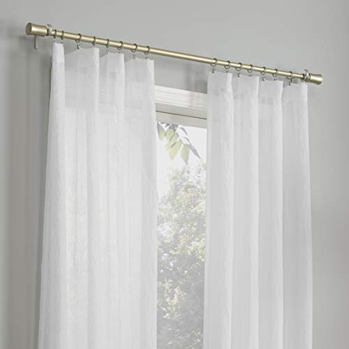 No. 918 Genevieve 2-Pack Linen Weave Sheer Semi-Sheer Rod Pocket Curtain Panel Pair, White, 50"W x 63"L (2 Panels) - color: White, size: 50"W x 63"L (Pack of 2)