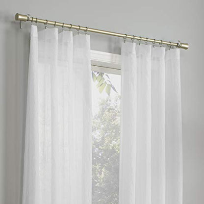 No. 918 Genevieve 2-Pack Linen Weave Sheer Semi-Sheer Rod Pocket Curtain Panel Pair, White, 50"W x 63"L (2 Panels) - color: White, size: 50"W x 63"L (Pack of 2)