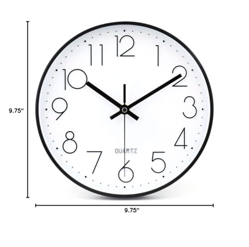 jomparis 10 Inch Black Wall Clock Battery Operated Silent & Non-Ticking Wall Clock Classic Clock for Home,Office,Bedroom, School - color: Black, size: 10 Inch