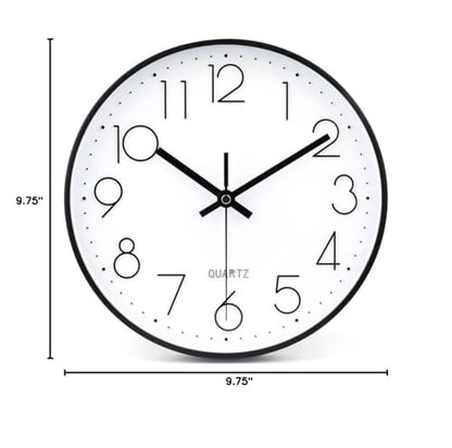 jomparis 10 Inch Black Wall Clock Battery Operated Silent & Non-Ticking Wall Clock Classic Clock for Home,Office,Bedroom, School - color: Black, size: 10 Inch