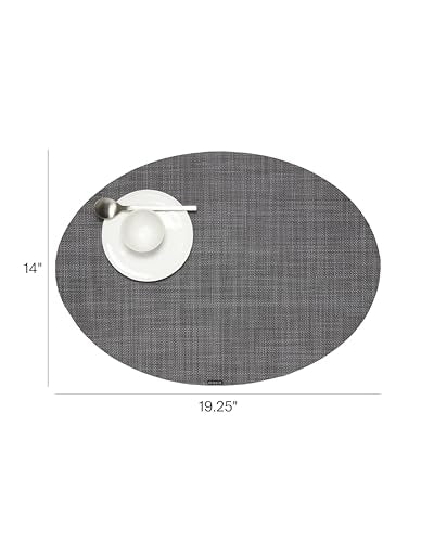 Chilewich Mini Basketweave Placemats, Woven Oval Placemats Set of 4 - color: Cool Grey, size: 14"x19.25"