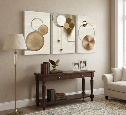 LAJDXSX 3 Pcs Abstract Gold Geometric Boho Canvas Wall Art 16x24in - color: Platinum Abstract-Canvas, size: 16x24 in