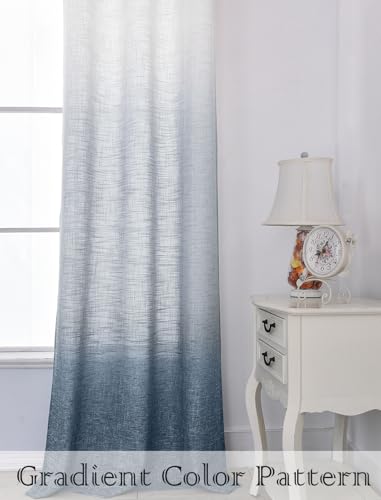 Central Park Ombre Semi Sheer Curtain, Cream White to Indigo, 40" Wx84 Lx2 - color: Indigo Blue, size: 40"W x 84"L (Pack of 2)
