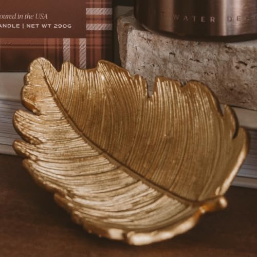 Sweet Water Decor Leaf Jewelry Dish, Gold Resin Accessory & Trinket Tray - style: Elm Leaf