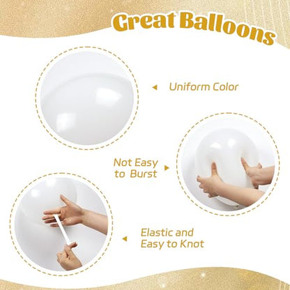 60pcs Gold and White Balloons 12inch with Metallic Gold Confetti Balloons - color: White Gold