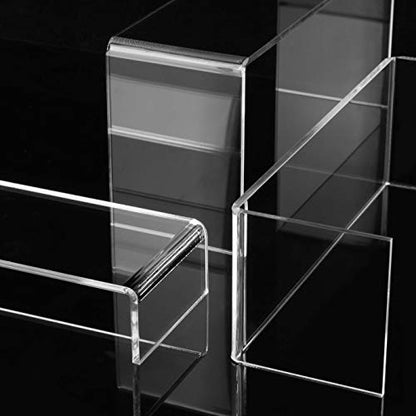 ANDGOO Display Risers, 6 Pcs(7.9”L-8.3”L-8.7”L) Rectangular Clear Acrylic Showcase Collectibles Display Stands Suitable for Retail Shoe Showcase Jewelry Funko Pop Figures - color: Clear, size: 6Pcs (7.9”L~8.3”L~8.7”L)