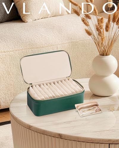 VLANDO Jewelry Organizers and Storage with Clear 12 Velvet Bags,Green - color: 12PCS-Green