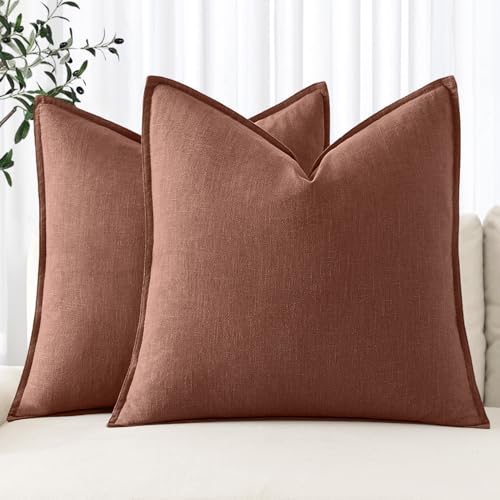 MIULEE Decorative Linen Pillow Covers 20x20 Inch Autumn Glaze - color: Autumn Glaze, size: 20" x 20" (Pack of 2)