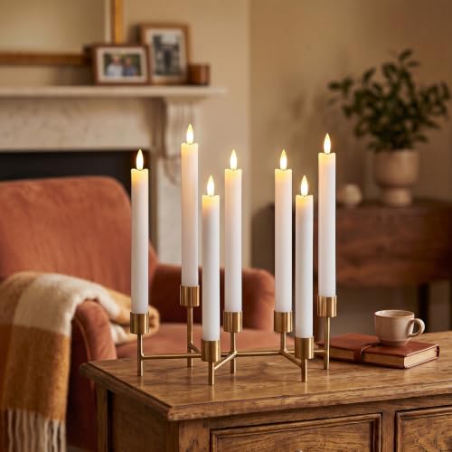 GenSwin Flameless Taper Candles LED Battery Operated Remote Timer White - color: 6-White