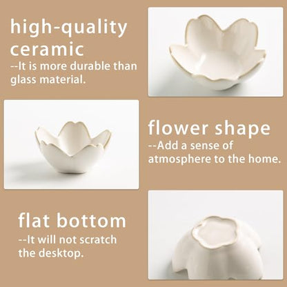 Mecaikru Ceramic Jewelry Tray, 3.5 in Flower Ring Dish with Gift Box & Card - color: white