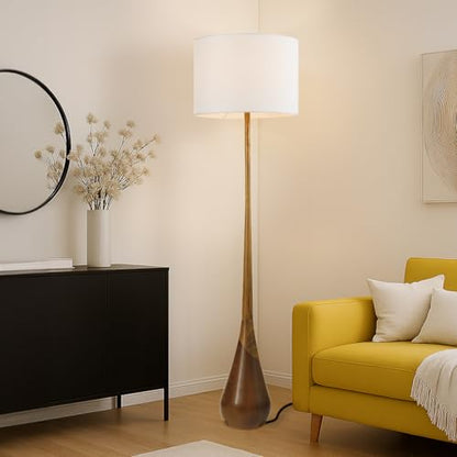 Novogratz x Globe Harrington 65 in Floor Lamp, 2-Tone Wood-Tone Base - color: Faux Wood, 2-Tone Base (65")