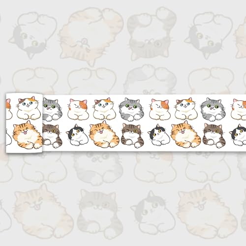 Cute Cat Wallpaper Border Peel and Stick Playroom Decorative Trim - color: White/Brown/Grey/orange, size: 3.9" x 393.7"