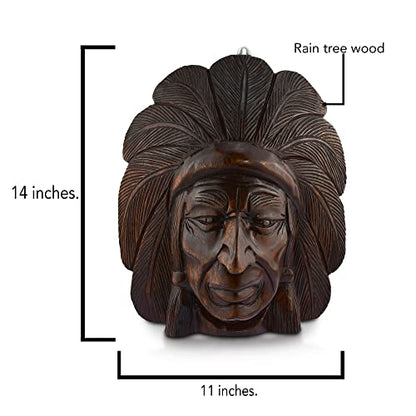 AeraVida Hand Carved Raintree Wood Wall Decor Panel Native Inspired 14 Inch Thick Wooden Home Accent Handmade Thailand Artisan Art