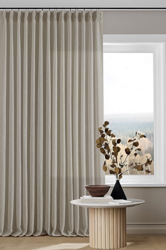 TWODRAPES Burlywood Birch Pinch Pleated Linen 92 Inch Curtains 2 Panels - color: Burlywood Birch, size: 40"W x 92"L (Pack of 2)