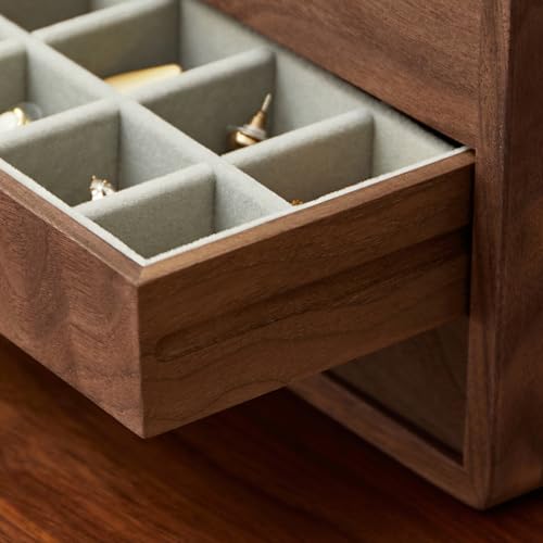 Wooden Jewelry Box, Large, Black Walnut Wood - size: 3 drawers