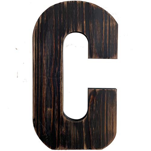 Big Letter Wall Art for Living Room, Bathroom, Bedroom, and Home Decor, Rustic Farmhouse Lettering for Family Last Names, Large Decorative Wood, 14” x 10” (Big C) - color: Big C
