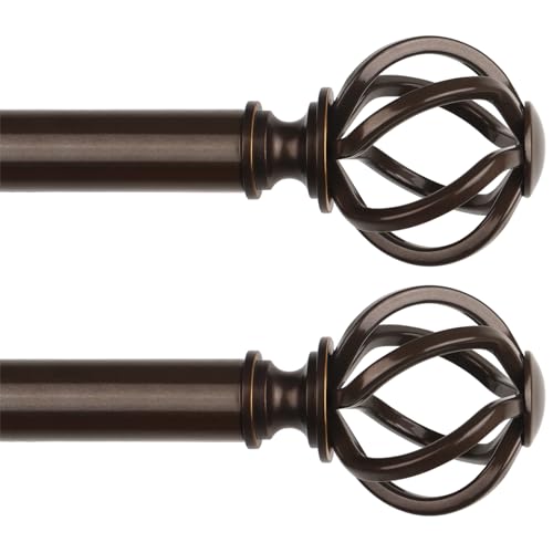 USFOOK Curtain Rods for Windows 48 to 84, Bronze Drapery Rod, 2 Pack - color: Bronze, size: 48-84"(2 pack)