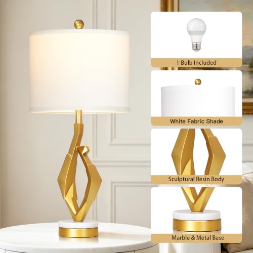 CINSARY 30" Tall White and Gold Table Lamp for Living Room Bedroom Single - color: Gold White-1