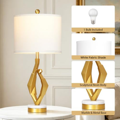 CINSARY 30" Tall White and Gold Table Lamp for Living Room Bedroom Single - color: Gold White-1