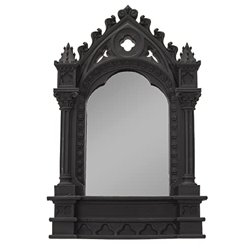 Pacific Giftware Gothic Cathedric Mirror, 10.83-inch Height, Resin, Black, Home Décor, Tabletop Décor, Halloween