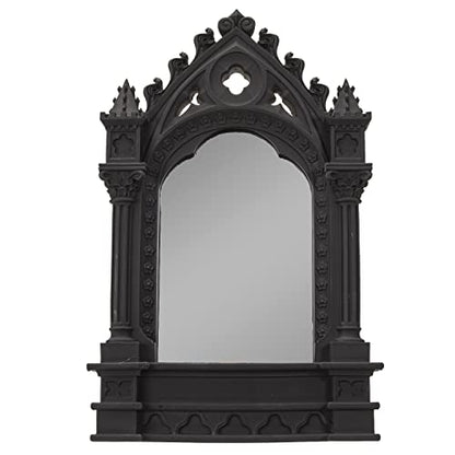 Pacific Giftware Gothic Cathedric Mirror, 10.83-inch Height, Resin, Black, Home Décor, Tabletop Décor, Halloween