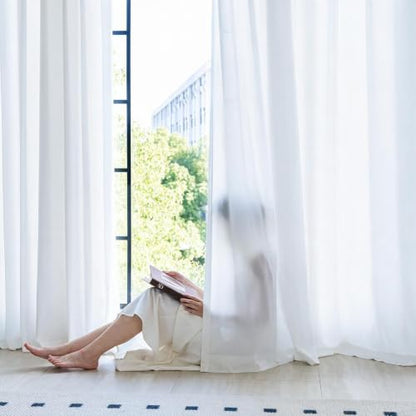 Non-See-Through Pure White Privacy Sheer Curtains 63 Inch Long - color: Pure White, size: 52"W x 63"L (Pack of 2)