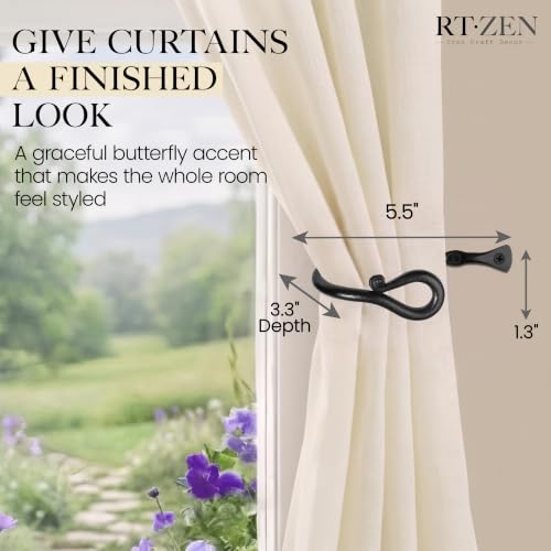 RTZEN Metal Curtain Tiebacks, Drapery Holders for Wall, 2 Pcs - size: Medium, style: Loophole