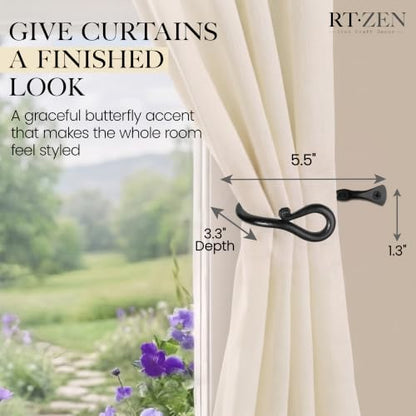 RTZEN Metal Curtain Tiebacks, Drapery Holders for Wall, 2 Pcs - size: Medium, style: Loophole