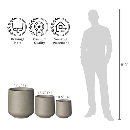 Kante 13.4" Tall Concrete Planter, Round Curved Flower Pot, Weathered - color: Weathered Concrete, size: 13” Dia